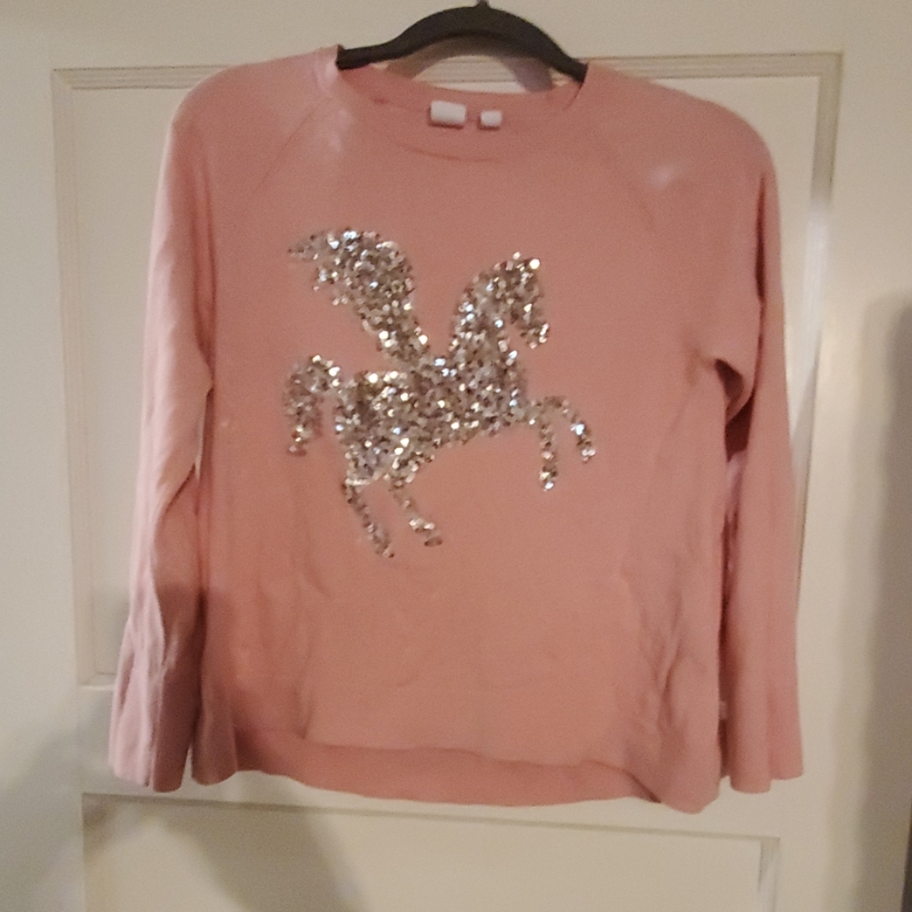 Girls GAP Pink Sweater With Unicorn Sequins